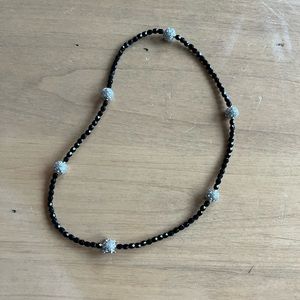 Necklace with Spherical details and black beads. earring/bracelet sold separate